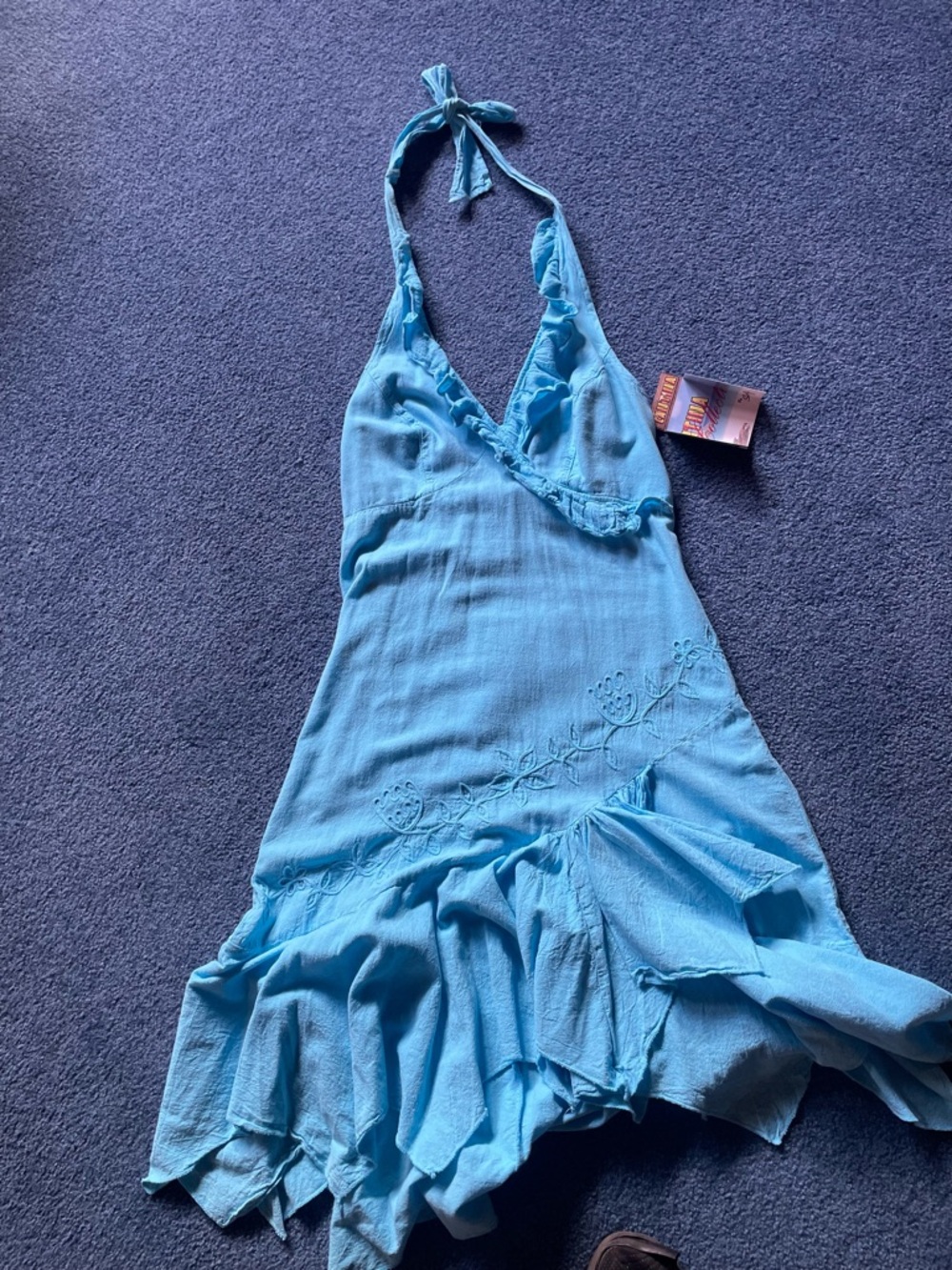 Scully Cantina Halter Dress Turquoise Lg